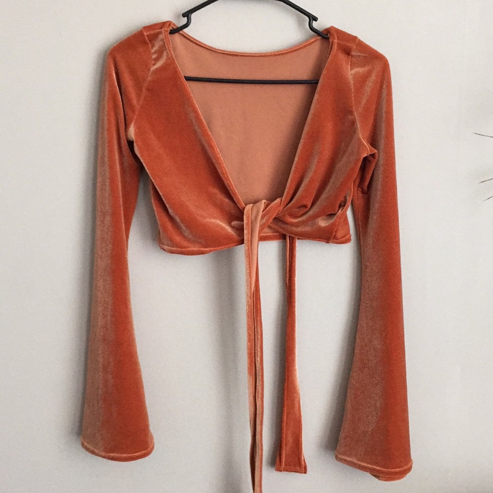 Velvet Tie Front Top